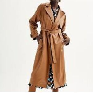 Nine West Faux Leather Trench Coat women's ,tag size XS